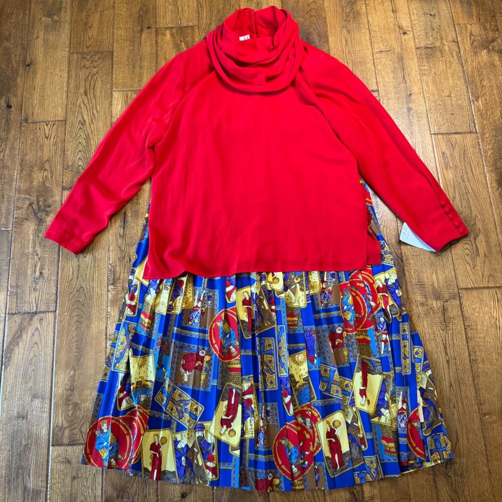 VTG 80s Pret a Porter Crest Baroque Quilted Bomber Jacket Skirt Blouse Sz 14 USA - Picture 2 of 16